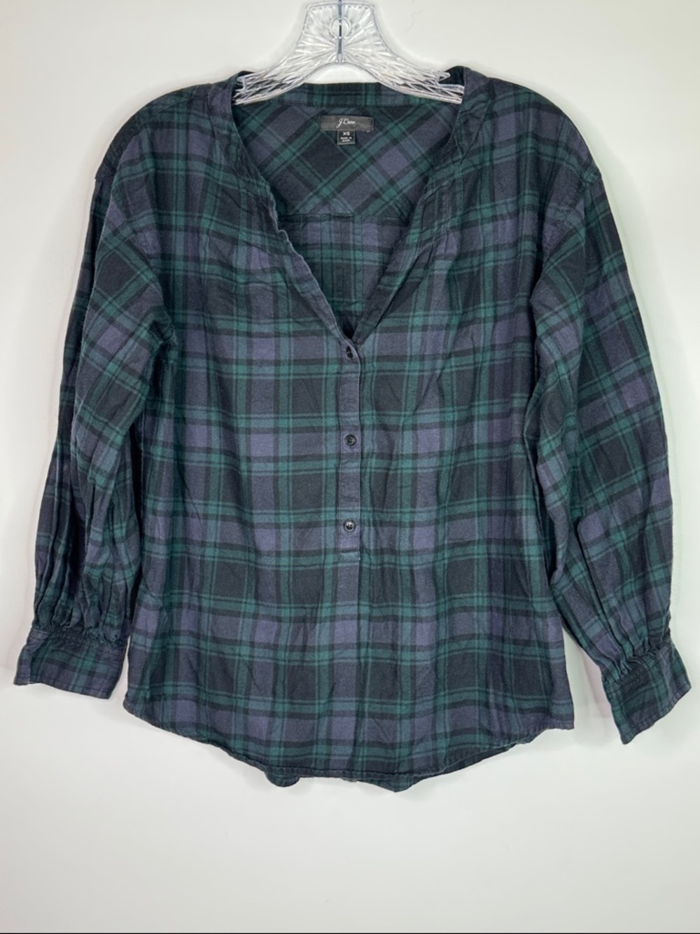 J Crew Black Blue Tartan Button Up Shirt Size XS